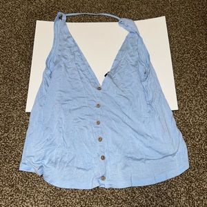 light blue backless tank top